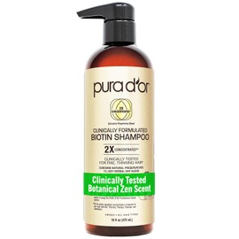 PURA D'OR Professional Grade Thickening Shampoo Clinically Tested Hair Thinning Therapy Super Concentrated for Maximum Results, Sulfate Free Natural & Organic Ingredients, Men & Women, 16 Fl Oz