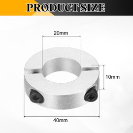 uxcell Double Split Shaft Collar, 20mm Bore Two Piece Clamping Collar 40mm OD 10mm Thickness, Aluminum Alloy Set Screw Split Collar