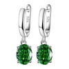 GLESOS Lightweight Oval-Shaped Drop/Dangle Huggie Birthstone Earrings,18K White Gold Plated