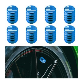AICEL 8 PCS American Flag Auto Tire Valve Caps, Aluminum Alloy Car Tire Valve Stem Covers, Dust Proof Air Valve Lids Fit for Car, SUV, Bicycle, Truck, Universal Vehicle Accessories (Sky Blue)