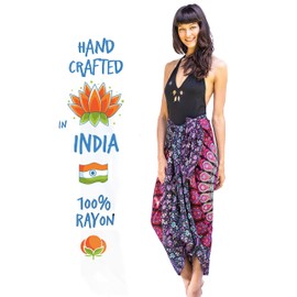 Mandala Life Art Women's Sarong, Pareo, Bikini Covering, Beach Towel, Wrap Skirt, Tapestry, Wrap Scarf, Neckerchief, High-Quality Rayon, Soft and Light