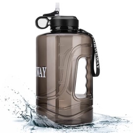 FORWEWAY Water Bottle 3.78 L, Sports Water Bottle, Large Gallon with Straw Handle, BPA-Free, Leak-Proof for Gym, Fitness, Outdoor, Sports, Office (3.78 L, Black)