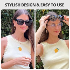 LVIOE Polarized UV400 Protection Over Glasses Sunglasses Women Men to Wear Over Prescription Eyeglasses Round Trendy LS5779