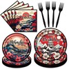Lovarywow Japanese Hibachi Party Decorations, 96PCS Hibachi Party Plates Napkins