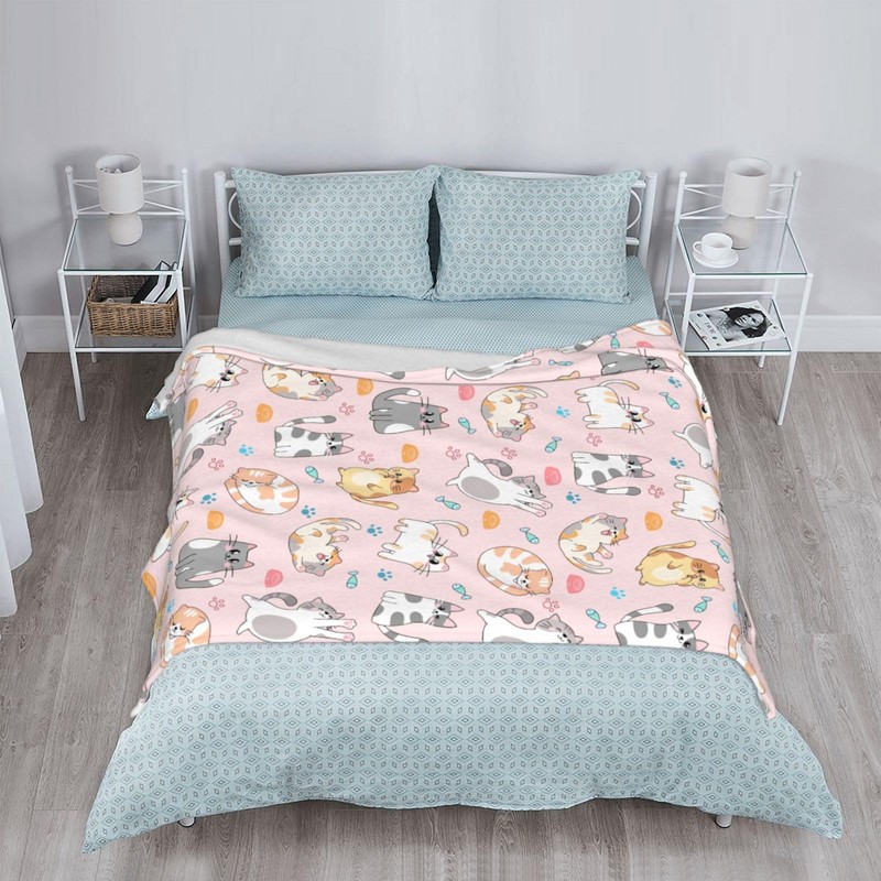 Pink Cat Blanket 50"x40" Cozy Fluffy Plush Blankets with Cats