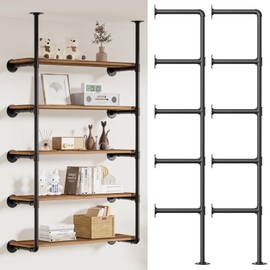 giffgiss Industrial Iron Pipe Shelving Wall-Mount(No Plank): 5-Tier DIY Open Bookshelf - Iron Pipe Storage Shelves
