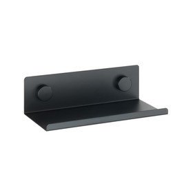 WENKO Jet S Kitchen Shelf, Metal Wall Shelf, 25 x 7.5 x 12 cm, for Drilling, Alternative Attachment with Static-Loc® Plus Adapters (Included) No Drilling, Black, Mounting Hardware Included