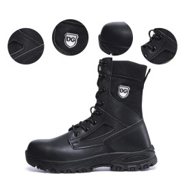 Men's Industrial Safety Boots Steel Toe, Microfiber Upper PU Sole, Breathable Durable for Construction and WorkshopColor: Black, US Size: 9