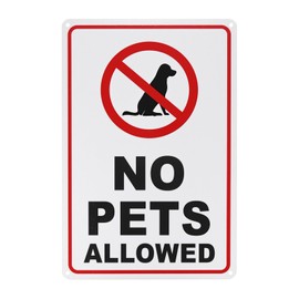 M METERXITY 1-Pack No Pets Allowed Sign, 14 x 10 Inch Rust Free No Dog Sign for Business Waterproof Aluminum Reflective Sign for Courtyard/Pool [Black on White]
