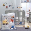 Bedtime Originals Construction Zone Baby Polyester Fitted Crib/Toddler Sheet- White/Trucks