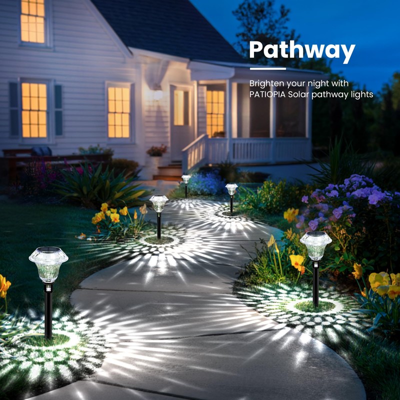 PATIOPIA Solar Pathway Lights Garden Decor for Yard, Solar Garden