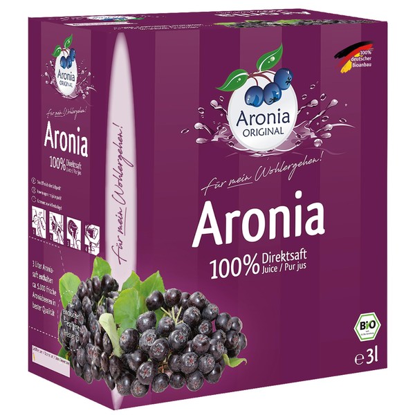 Aronia ORIGINAL Organic Aronia Berry Juice Box 101.4 Fl Oz | 100% Pure Aronia Fruit Juice, No Added Sugar, Not From Concentrate | Vegan, Organic, Non GMO Black Chokeberry (Aronia Berries)