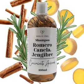 Champú Romero, Canela y Jengibre para crecimiento acelerado del cabello y Anticaída, Ayuda a Reducir la Caída y Estimula el Crecimiento Capilar hasta un 200%. Cabello sano, largo y fuerte desde la raiz. (480)