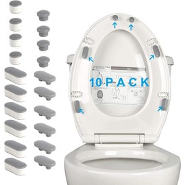 10 count Toilet Seat Bumpers for Bidet,  Adhesive Toilet Seat Bumpers for Use with Bidet Attachment, Universal Buffer Toilet Lid Rubber Bumpers, White - Color: Gray