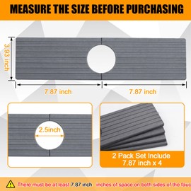 2-Pack Faucet Mat for Kitchen Sink, Diatomite Quick Drying Stone Mat, Splash Guard & Drip Catcher - 15.7x4 Inch Dark Grey, Durable for Faucet Bathroom Counter