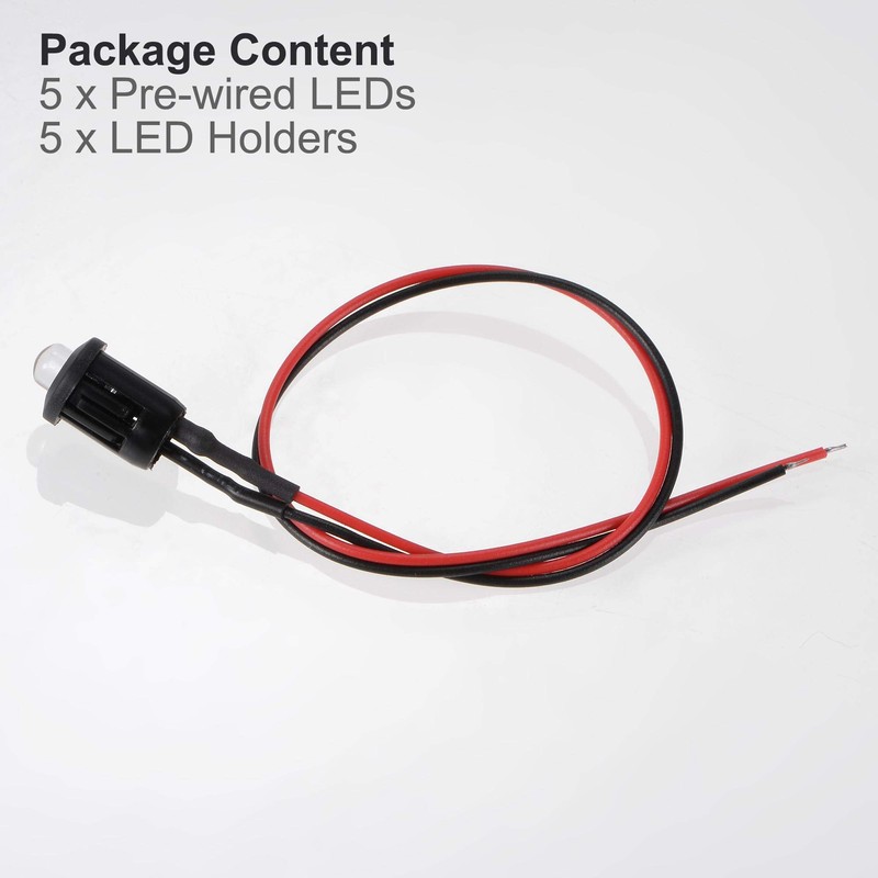 uxcell 5Set DC 12V 5mm Pre Wired LED with Holder,