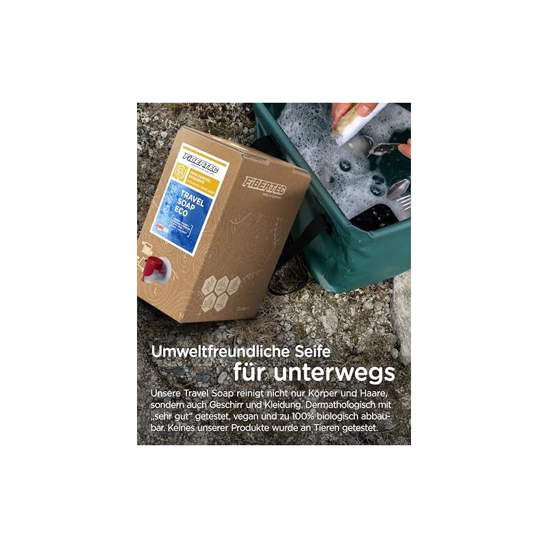 FIBERTEC Travel Soap Eco 3L - 3-in-1 Reise-Seife flüssig, Körperpflege,