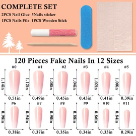 LoveOurHome 120pc Coffin Press on Nails Medium Fake Nails Ombre Nude False Nail Medium Coffin Nails Press ons Nail Glossy Ombre Artificial Nail Tips Presson Fingernail with Nail Glue Adhesive Tabs