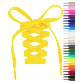 Handshop Flat Shoelaces 5/16" - Shoe Laces Replacements For Sneakers and Athletic Shoes Boots Yellow 54 inch (137cm)