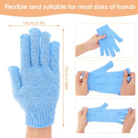Sibba 2 Pair Bath Gloves for Shower Natural Loofah Exfoliating Wash Gloves for Body and Face, Dead Skin Remover, Double Sided Microfibre Shower Body Gloves for Adults and Kids
