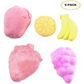 Hamiledyi 5 Pcs Chinchilla Lava Blocks Fruit Shaped Rabbit Chew Toys Bunny Lava Teeth Grinding Square Stone Small Animal Mineral Calcium Stone for Hamsters Rabbit Chinchillas Squirrel Mouse Rat Parrot