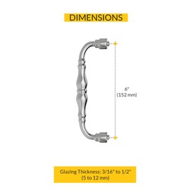 BRIXWELL Shower Door Handle Back to Back Mount, Satin Chrome Finish, Solid Brass Construction, 6" Center to Center, Fits 3/16" to 1/2" Glass, Includes Stainless Steel Hardware and Hex Wrench