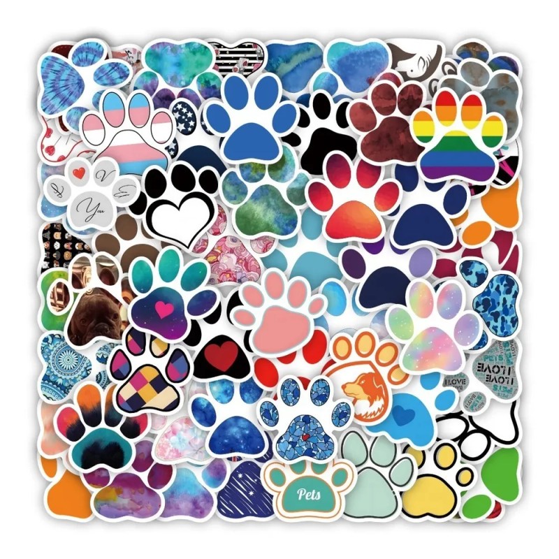 Patitas Perrito 60 Calcomanias Stickers De Pvc Contra Agua