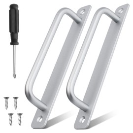 2 x Sliding Door Handle Set, 18 cm Barn Door Handles with Plate, Cabinet Door Handles Metal with Screw Screwdriver, Kitchen Door Handle for Barn Door, Garden Door Handles, Wardrobe Drawer Furniture