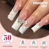 CUZIAM Long Coffin Press on Nails White French Tip with