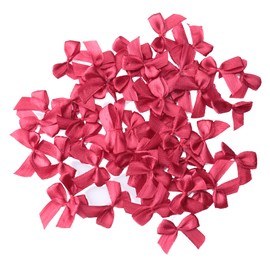 Sowaka 50 Pcs Mini Satin Ribbon Bow 0.9 Inch Small Soft Cute Elegant Bows for Craft DIY Making Kit Art Scrapbooking Sewing Christmas Gift Wedding Theme Parties Decoration Gift Present Supplies (Red)