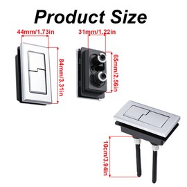 Replacement Toilet Tank Button Double Flush Water Tank Switch Compatible with Most Bathroom Flush Systems (B2 Rectangular)