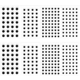Ymapinc 8 Sheets Googly Eyes Self Adhesive Stickers - 8mm 10mm 12mm 15mm Eye Stickers for Handmade Crafts Making DIY, Assorted Small Googly Eyes Sizes Easy Peel & Stick Eyeballs - 330pcs