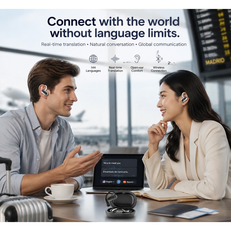 AI Translation Earbuds for Travel & Business – 144-Language Real-Time