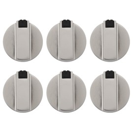 Bruafsir Stoves Cooker Knobs,Oven Knob 6pcs,Zinc alloy 6mm Universal Silver Gas Stove Control Knobs Adaptors Oven Rotary Switch Cooking Surface Control Locks