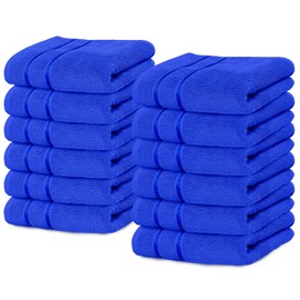YRALY Luxury Wash Cloths 12 Pack |13x13 Inch | 600 GSM | 100% Ring Spun Cotton Washcloths for Body and Face – Soft and Absorbent Face Towels for Bathroom, Hotel, Spa, Gym (Royal Blue)