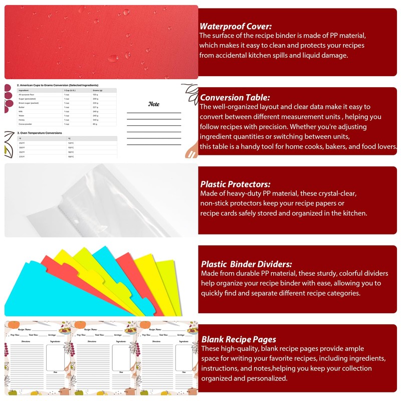 INFUN Telescoping Recipe Binder -Blue