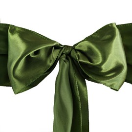 10 Willow Green Satin Elegant Chair Cover Bows Sashes Wedding Banquet Decorations Party Supplies Engagement Events Reception
