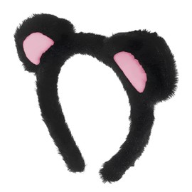 Fluffy Bear Ears Headband with Bear Ears Animal Ear Headband Makeup Face Wash Cosplay Black