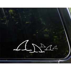 Diamond Graphics Shark Fin Family - 3 Kids (8-3/4" X 2-1/2") Die Cut Decal Bumper Sticker for Windows, Cars, Trucks, Laptops