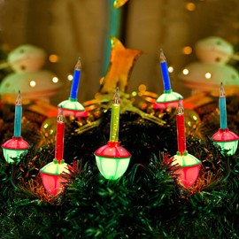 Pallerina Multicolor Christmas Bubble Lights, 11Ft Christmas Tree Bubble String Lights with 7 Vintage Christmas Lights, Bubble Fluids Lights for Holiday Decor C7/E12 Candelabra Base -Green Wire