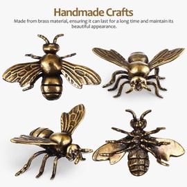 2pcs Gold Bee Figurines,Feng Shui Brass Bee Statue Vintage Sculpture Toys Wealth Figurine for Home Decor Collectible