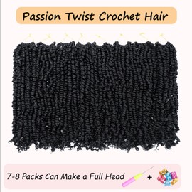 8 Packs Passion Twist Hair 10 Inch Pre-twisted Passion Twist Crochet Hair Pre-looped Crochet Braids Hair for Women Passion Twists Braiding Hair Synthetic Hair Extensions (12Strands/Pack; 1#)