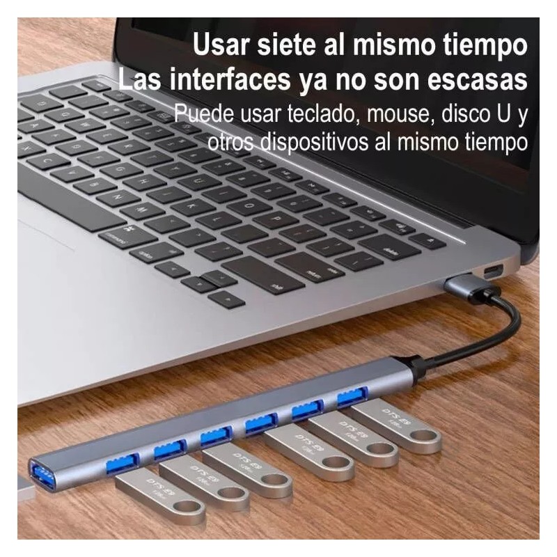 Gomia Adaptador Multipuerto Hub Delgado De 7 Puertos Usb 3.0