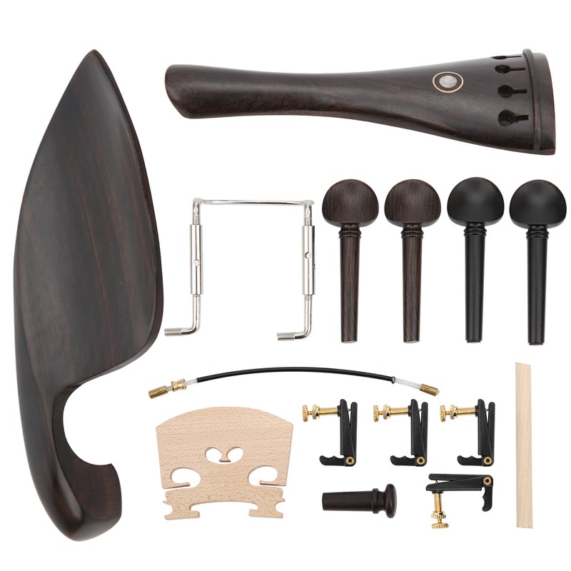 4/4 Violin Parts Tailpiece Ebony Tuning Pegs Chinrest Endpin Tuners