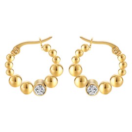 JOLCHIF Twisted Hoop Earrings Gold Women's Stainless Steel Spring Coiled Earrings Hanging Jewellery Gift, Gold Plated, Cubic Zirconia