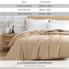 Southshore Vilano Full Size or Queen Comforter Duvet Insert, Cozy Down Alternative, Soft Microfiber; Soft Sand Color to Match Your Room Décor and Bedding; Machine Washable, Warm and Fluffy