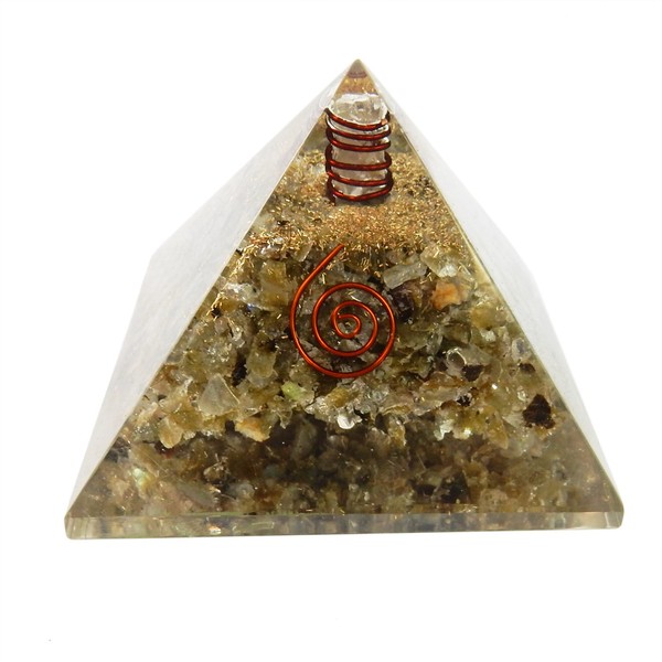 Charged Chakra New Orgone Labradorite Pyramid Crystals Gemstones Copper Metal Mix Reiki Chakra