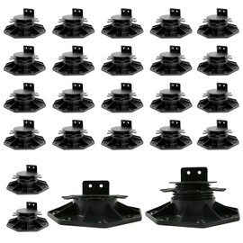 24Pack Adjustable Deck Support Pedestal, Plastic Adjustable Deck Foundation Base, Height Adjustment Raising from 1-3/16" to 2-3/8", Black