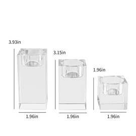Kitcom Crystal Tealight Candle Holders Set of 3, 1.97/3.15/3.94 Inches Height, Heavy Solid Hand Cut Tealight Candlesticks Set, Table Centerpieces for Home Decor, Clear
