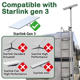 Wuutyty Starlink Gen 3 Pole Mount with RV Ladder Mounting Kit - Silver Aluminum 2'' Diameter 8.9ft Upgraded Height Pole with Adapter for 3rd Gen Starlink Dish - Satellite Internet Mount